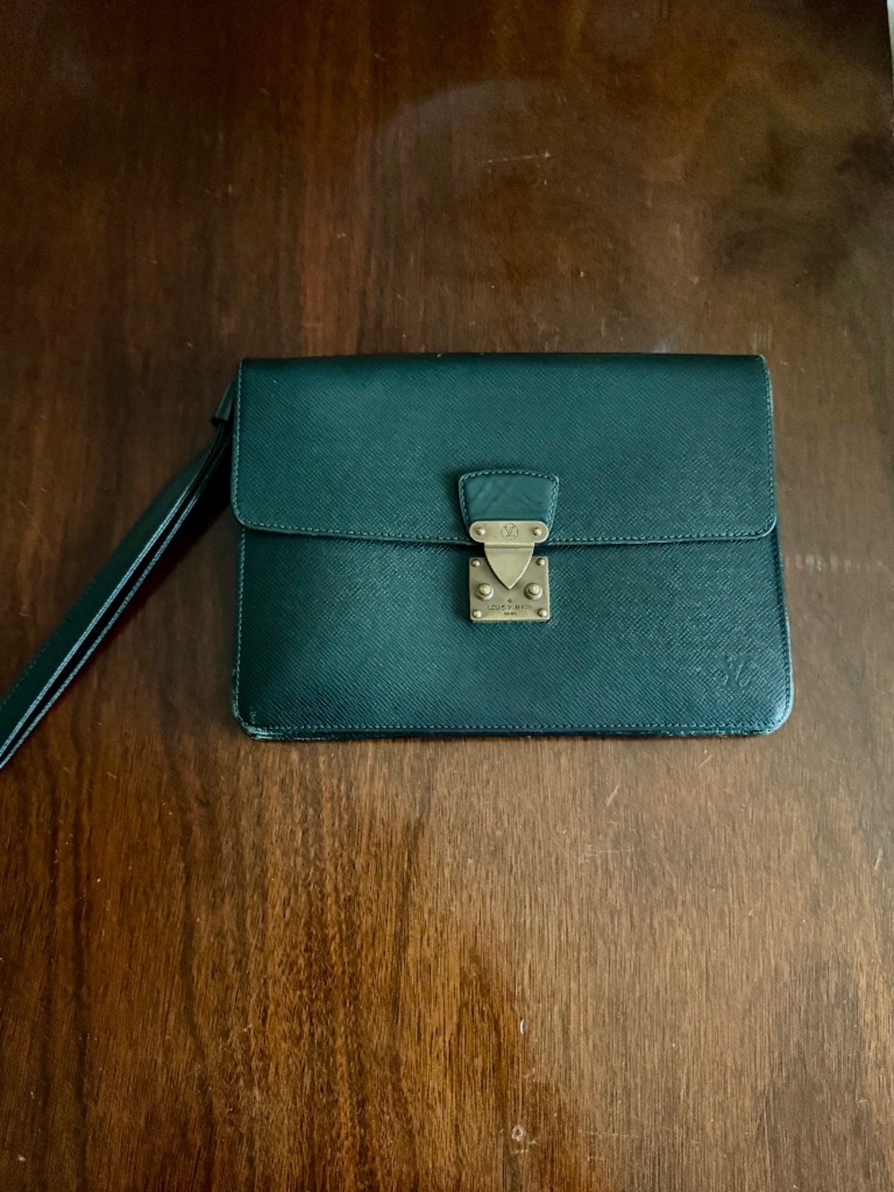 Vintage Louis Vuitton Kourad Taiga Leather Clutch Bag - Epicea Green